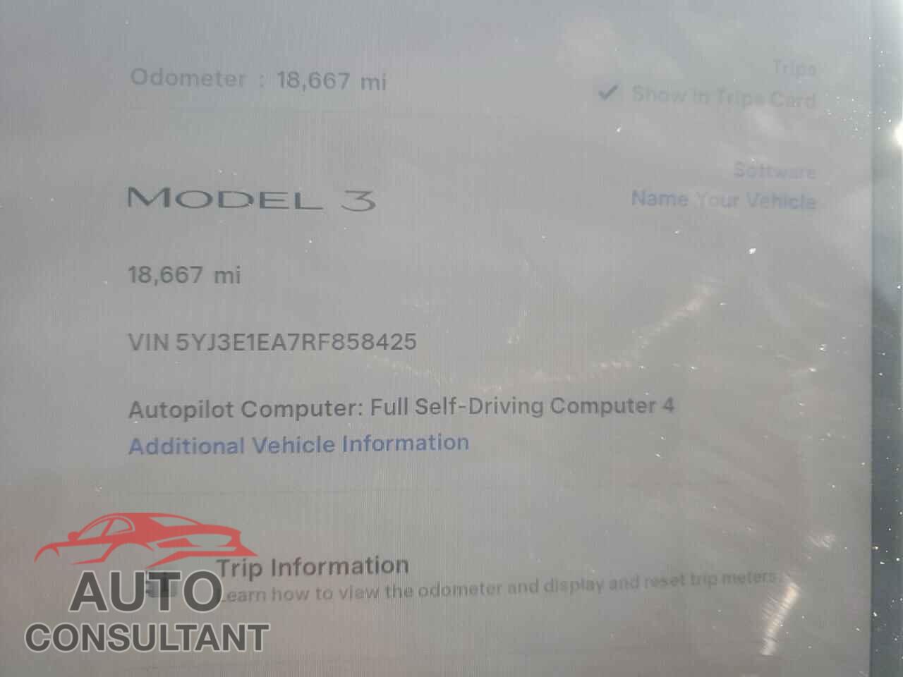 TESLA MODEL 3 2024 - 5YJ3E1EA7RF858425