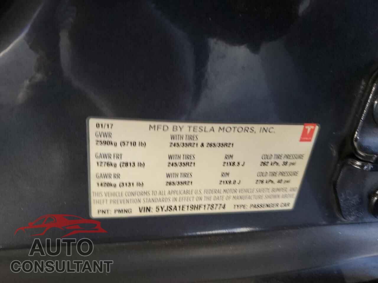 TESLA MODEL S 2017 - 5YJSA1E19HF178774