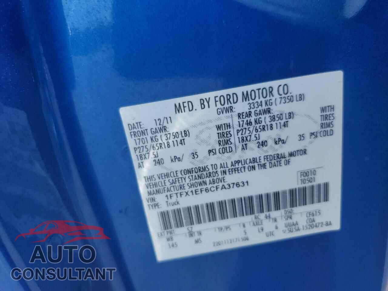 FORD F-150 2012 - 1FTFX1EF6CFA37631