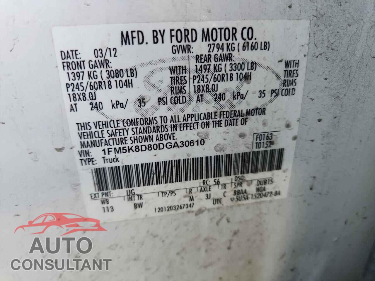 FORD EXPLORER 2013 - 1FM5K8D80DGA30610