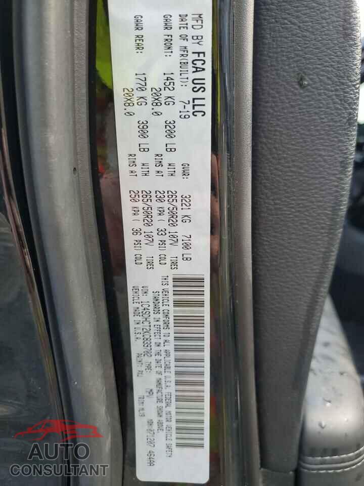 DODGE DURANGO 2019 - 1C4SDHCT2KC839702