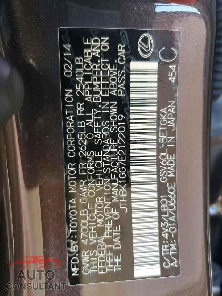LEXUS ES350 2014 - JTHBK1GG7E2122019