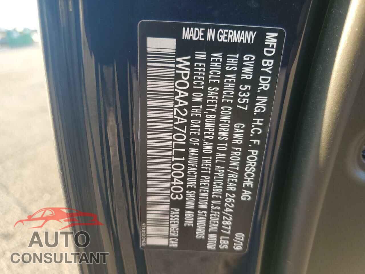 PORSCHE PANAMERA 2020 - WP0AA2A70LL100403