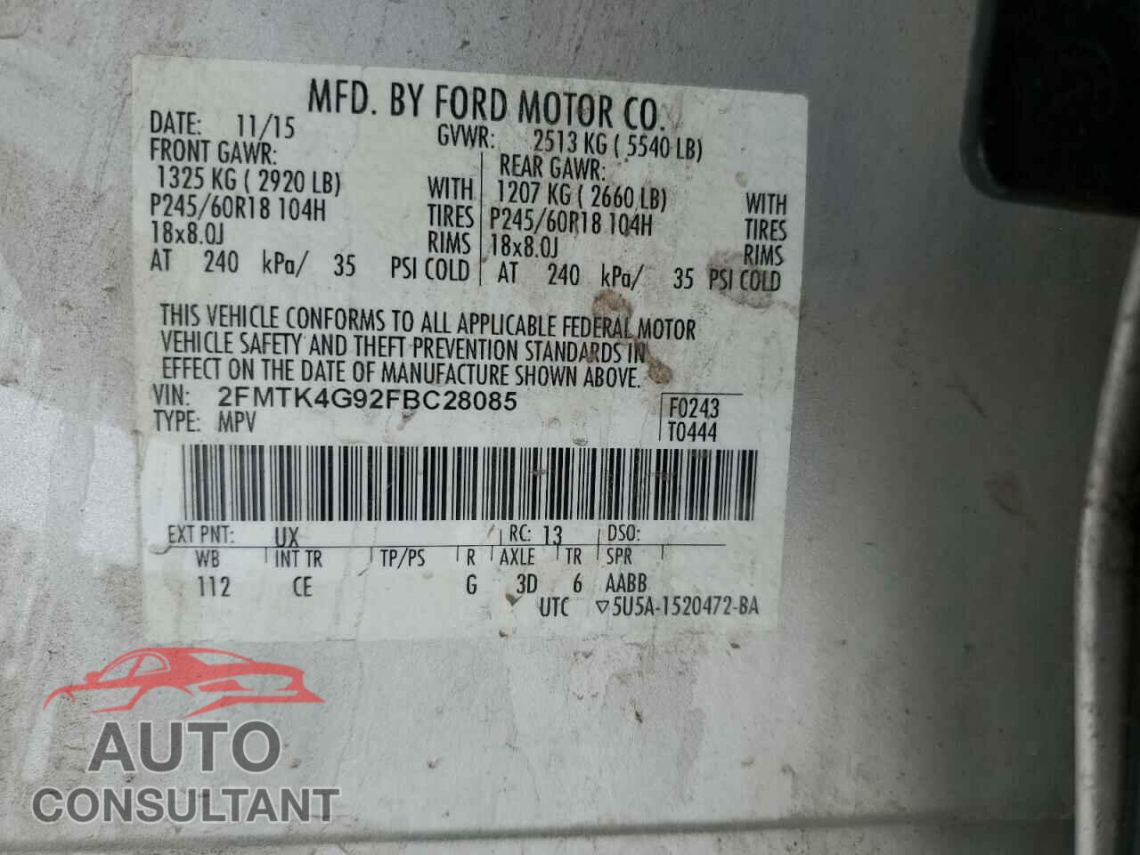 FORD EDGE 2015 - 2FMTK4G92FBC28085