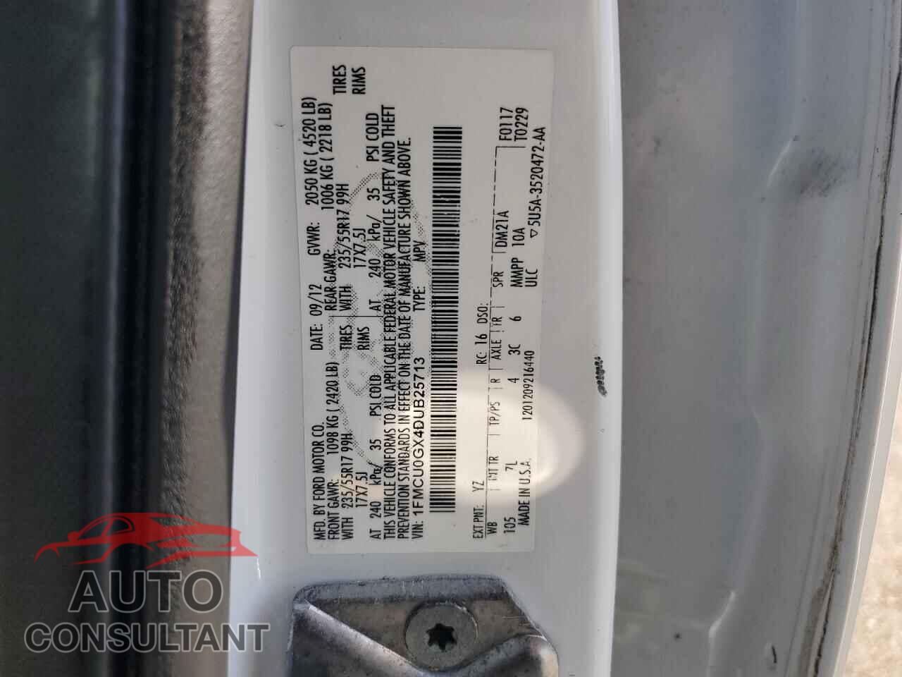 FORD ESCAPE 2013 - 1FMCU0GX4DUB25713