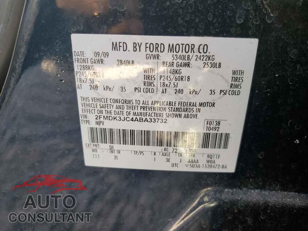 FORD EDGE 2010 - 2FMDK3JC4ABA33732