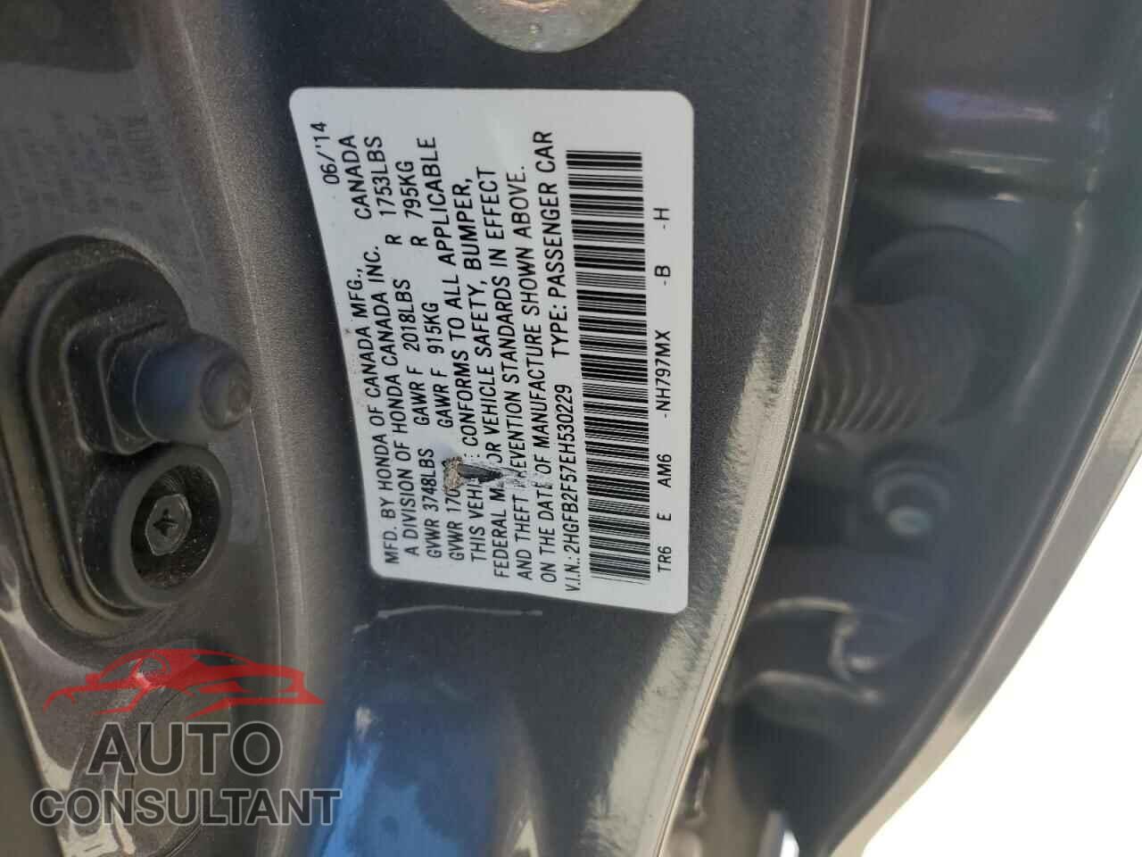 HONDA CIVIC 2014 - 2HGFB2F57EH530229