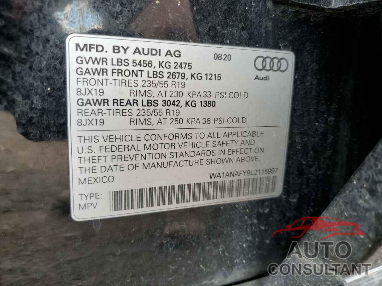 AUDI Q5 2020 - WA1ANAFY9L2115997