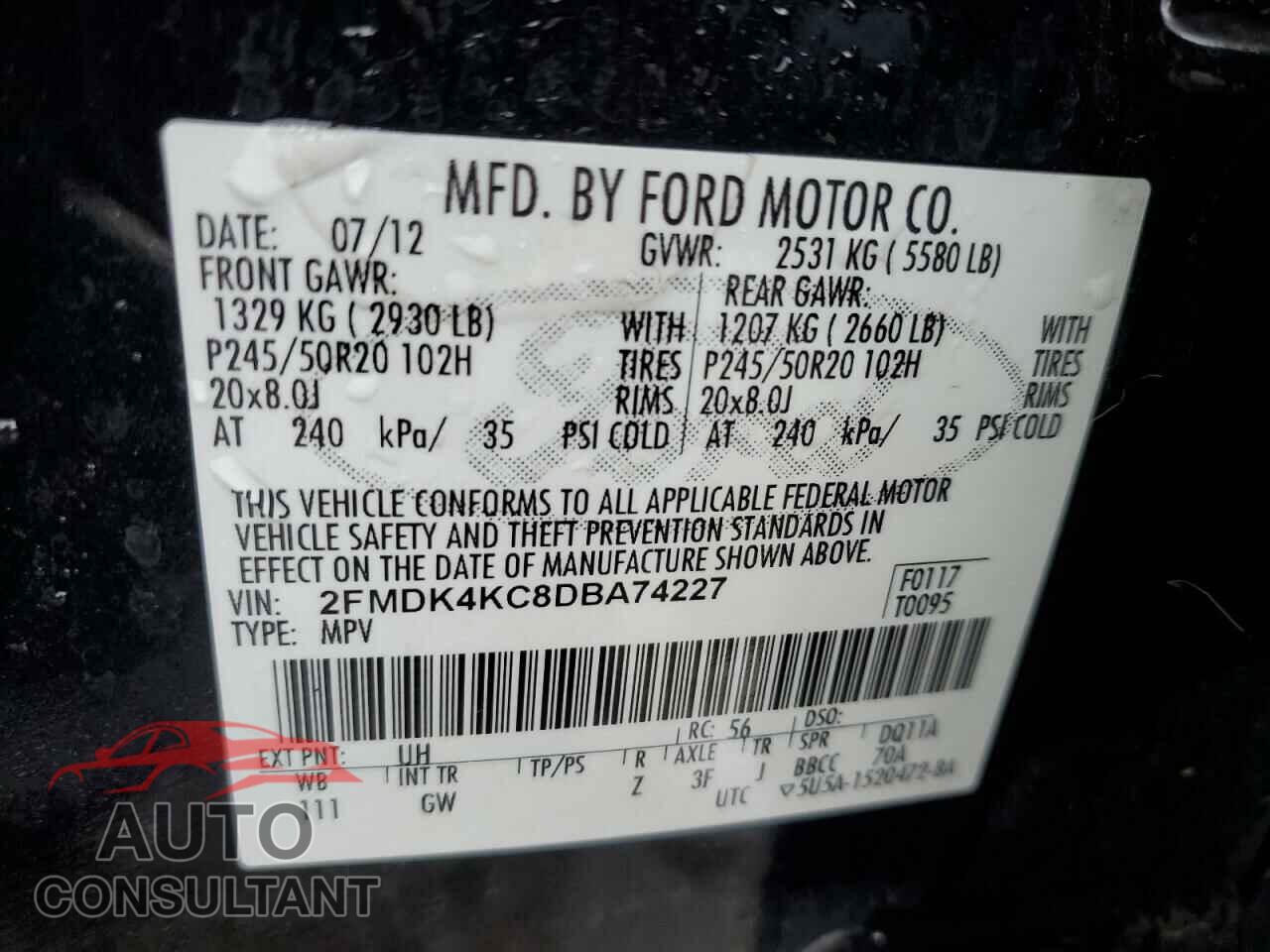 FORD EDGE 2013 - 2FMDK4KC8DBA74227