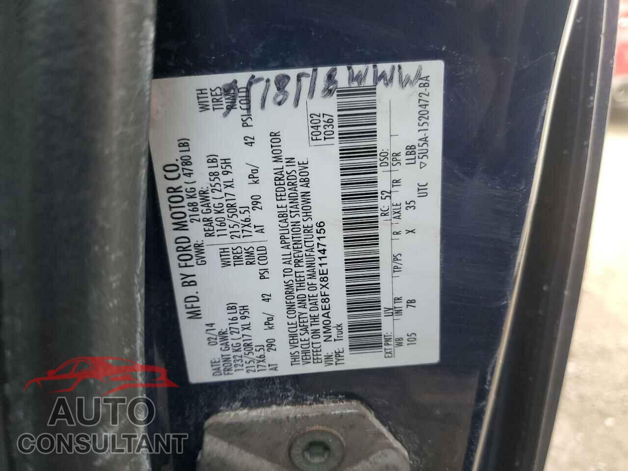 FORD TRANSIT 2014 - NM0AE8FX8E1147156