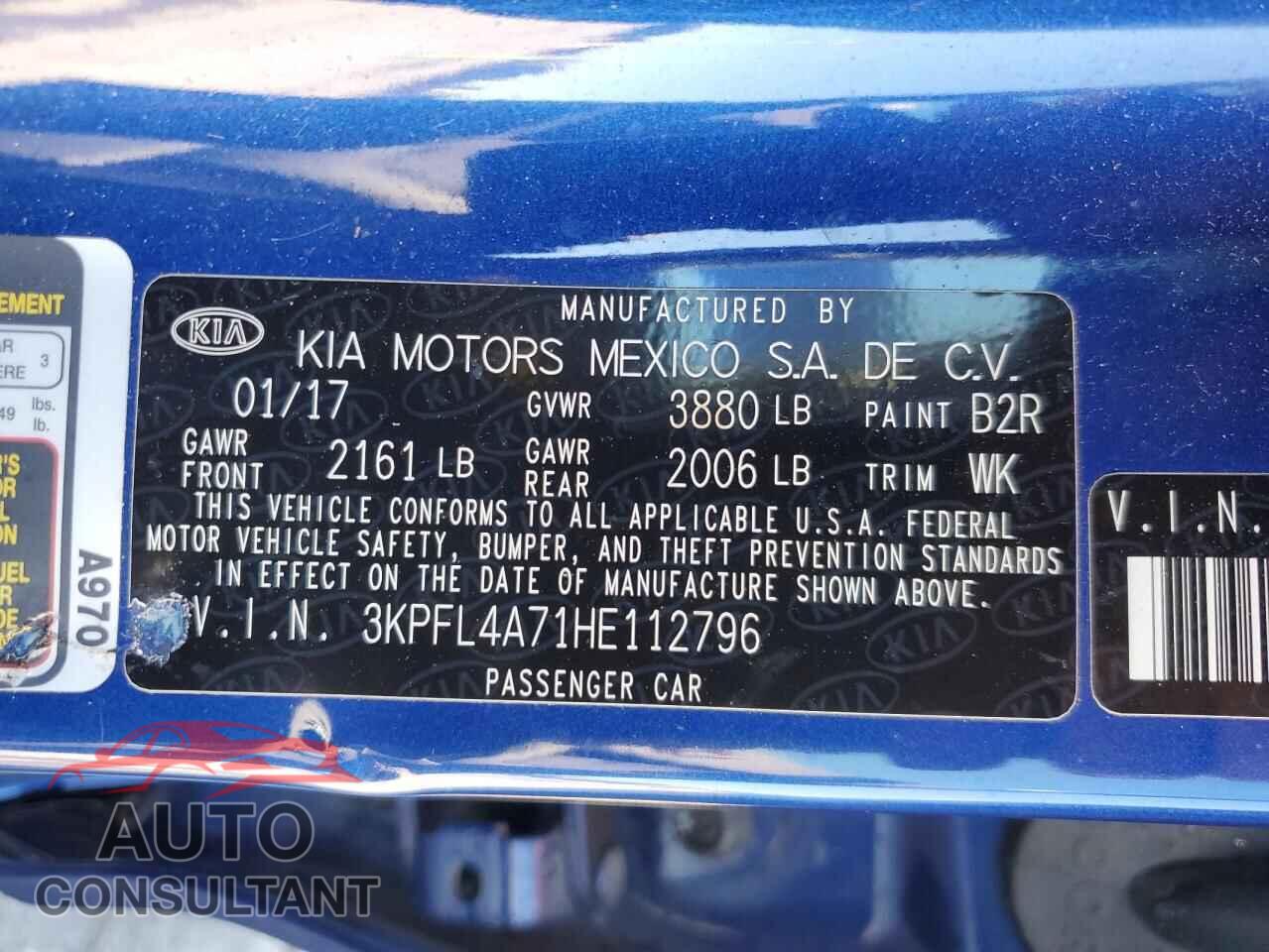 KIA FORTE 2017 - 3KPFL4A71HE112796