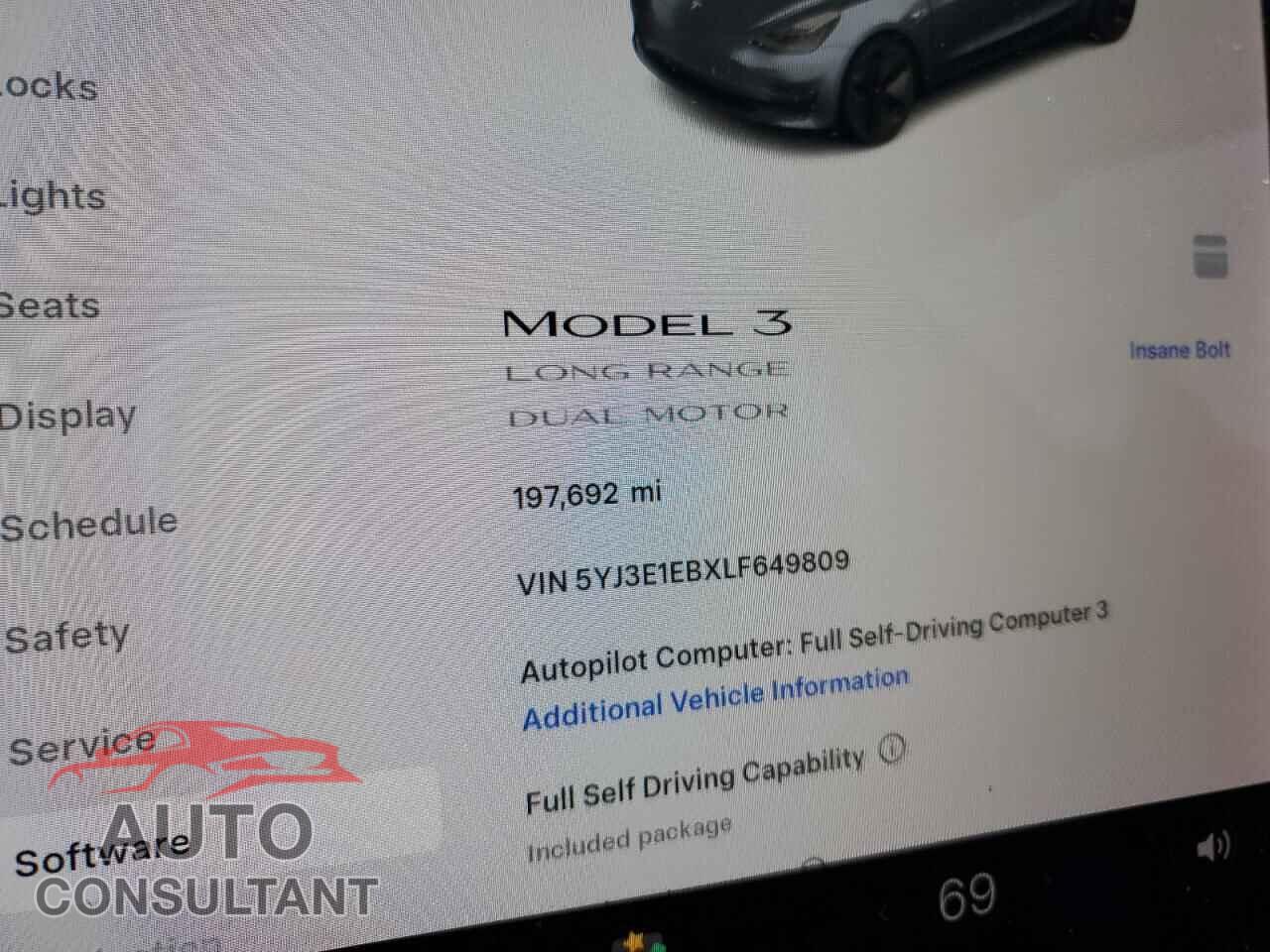 TESLA MODEL 3 2020 - 5YJ3E1EBXLF649809