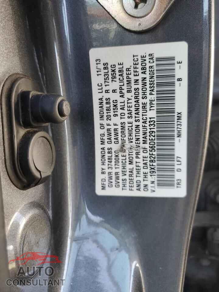 HONDA CIVIC 2013 - 19XFB2F56DE291331