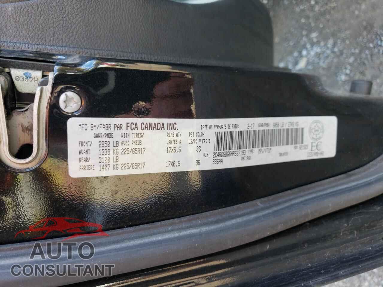 DODGE CARAVAN 2017 - 2C4RDGBG6HR687193