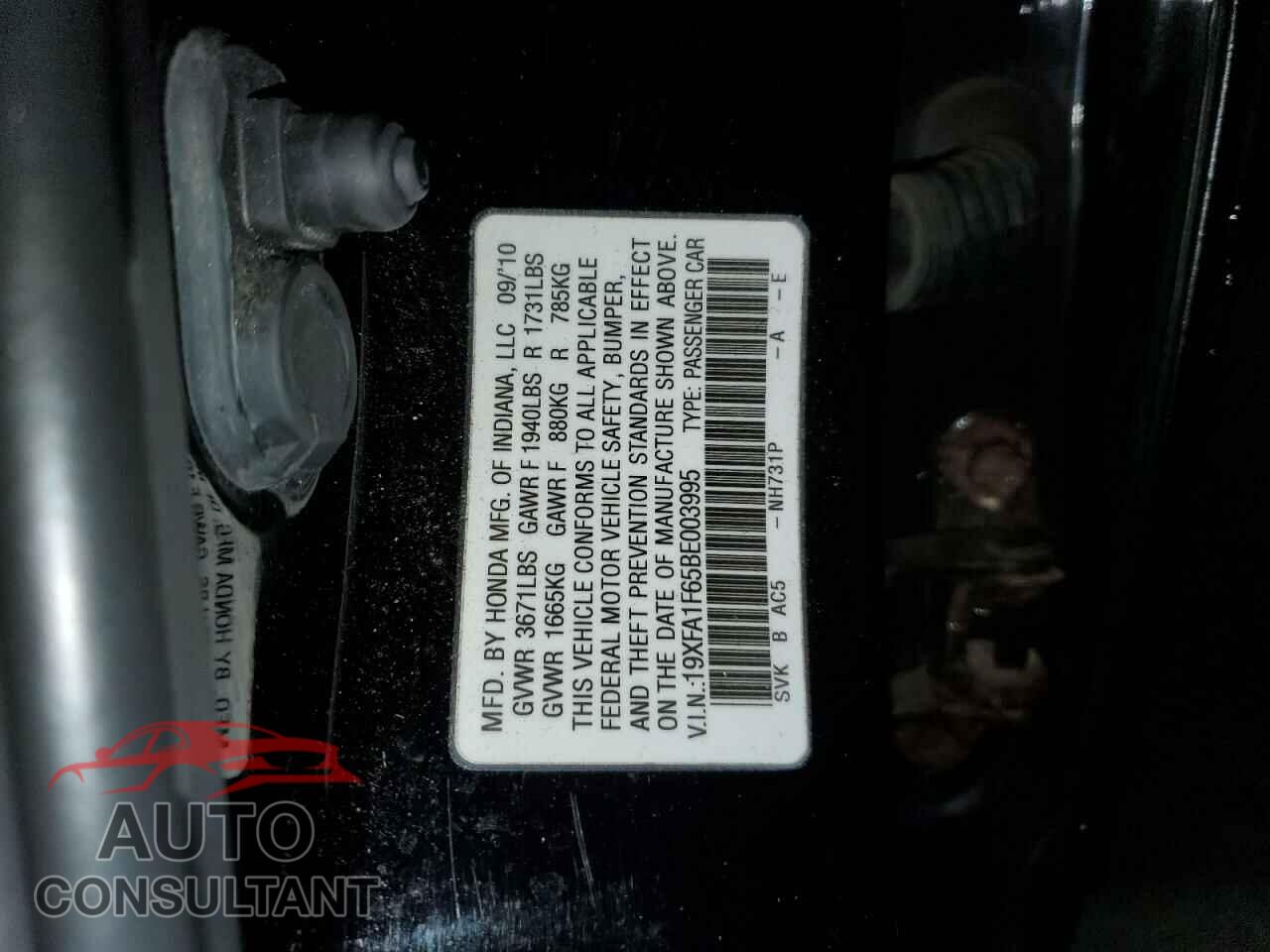 HONDA CIVIC 2011 - 19XFA1F65BE003995