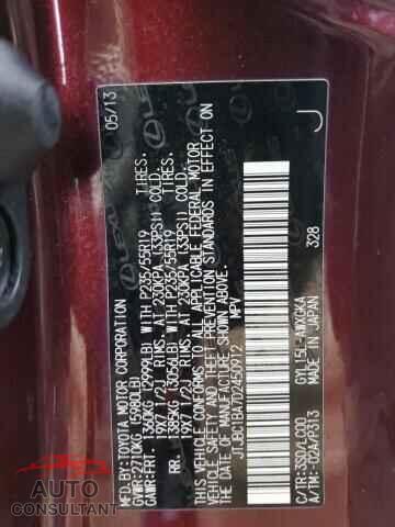 LEXUS RX450 2013 - JTJBC1BA7D2450912