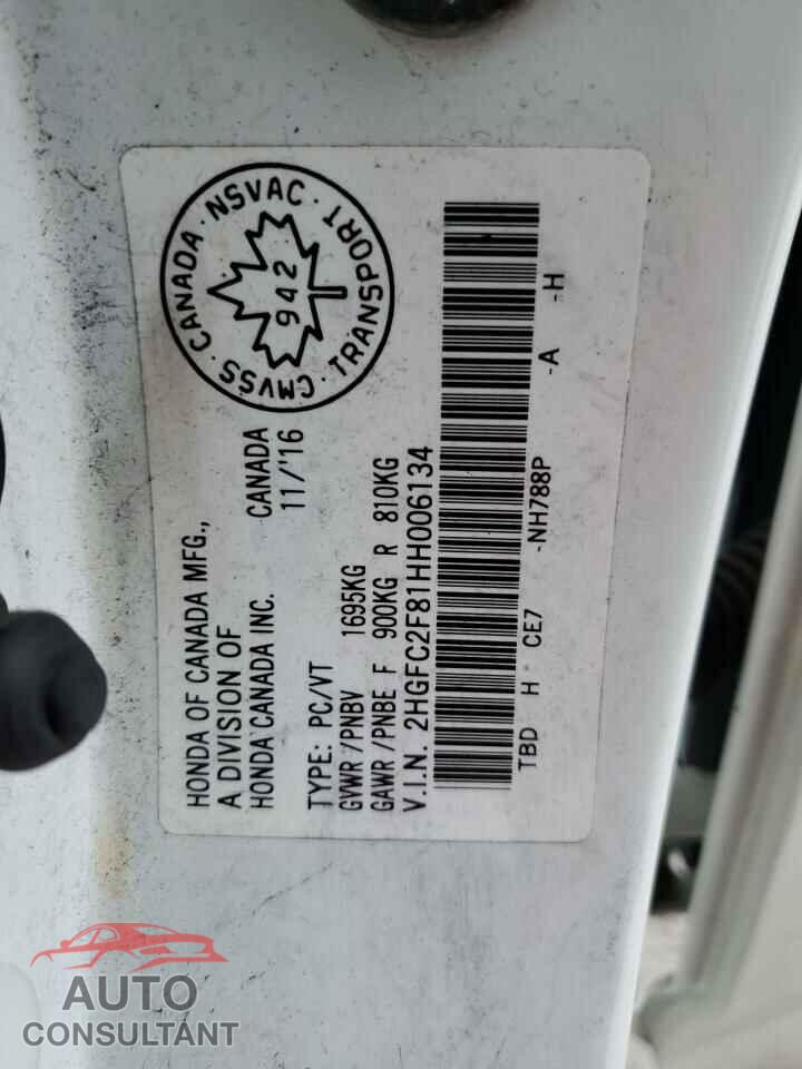 HONDA CIVIC 2017 - 2HGFC2F81HH006134