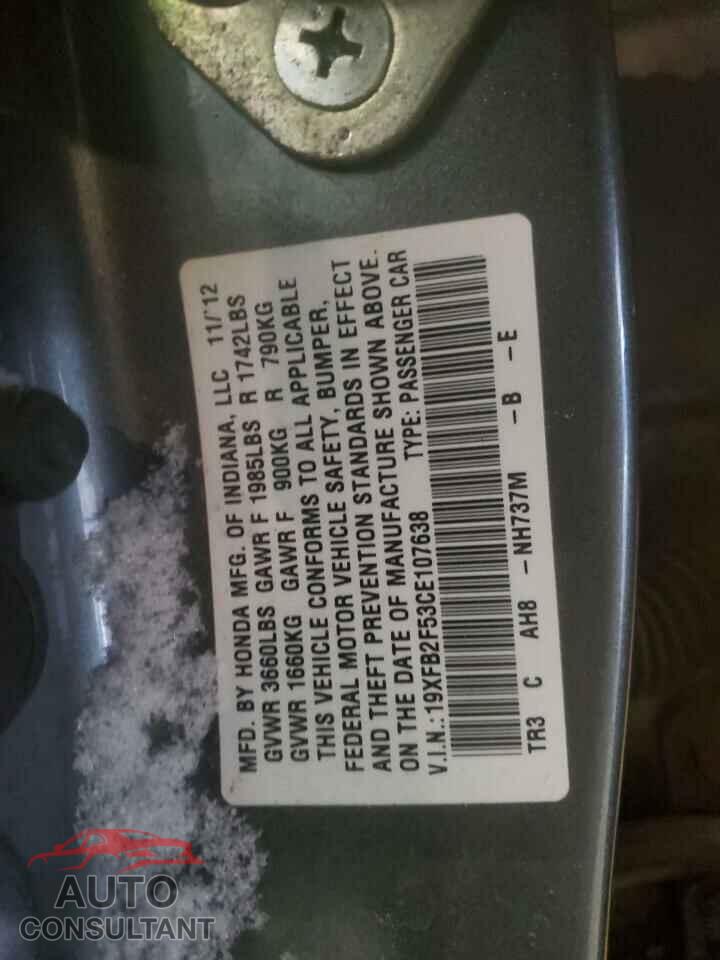 HONDA CIVIC 2012 - 19XFB2F53CE107638