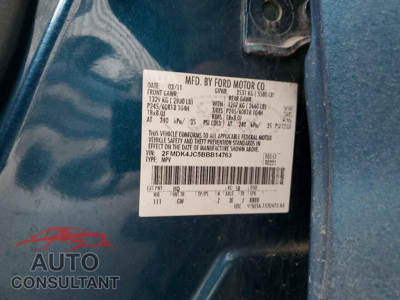 FORD EDGE 2011 - 2FMDK4JC5BBB14763