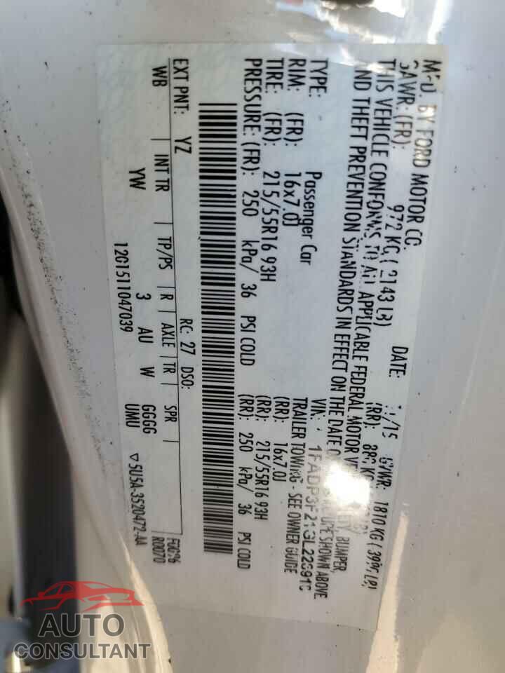 FORD FOCUS 2016 - 1FADP3F21GL228918