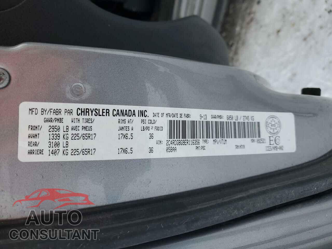 DODGE CARAVAN 2014 - 2C4RDGBG9ER116356