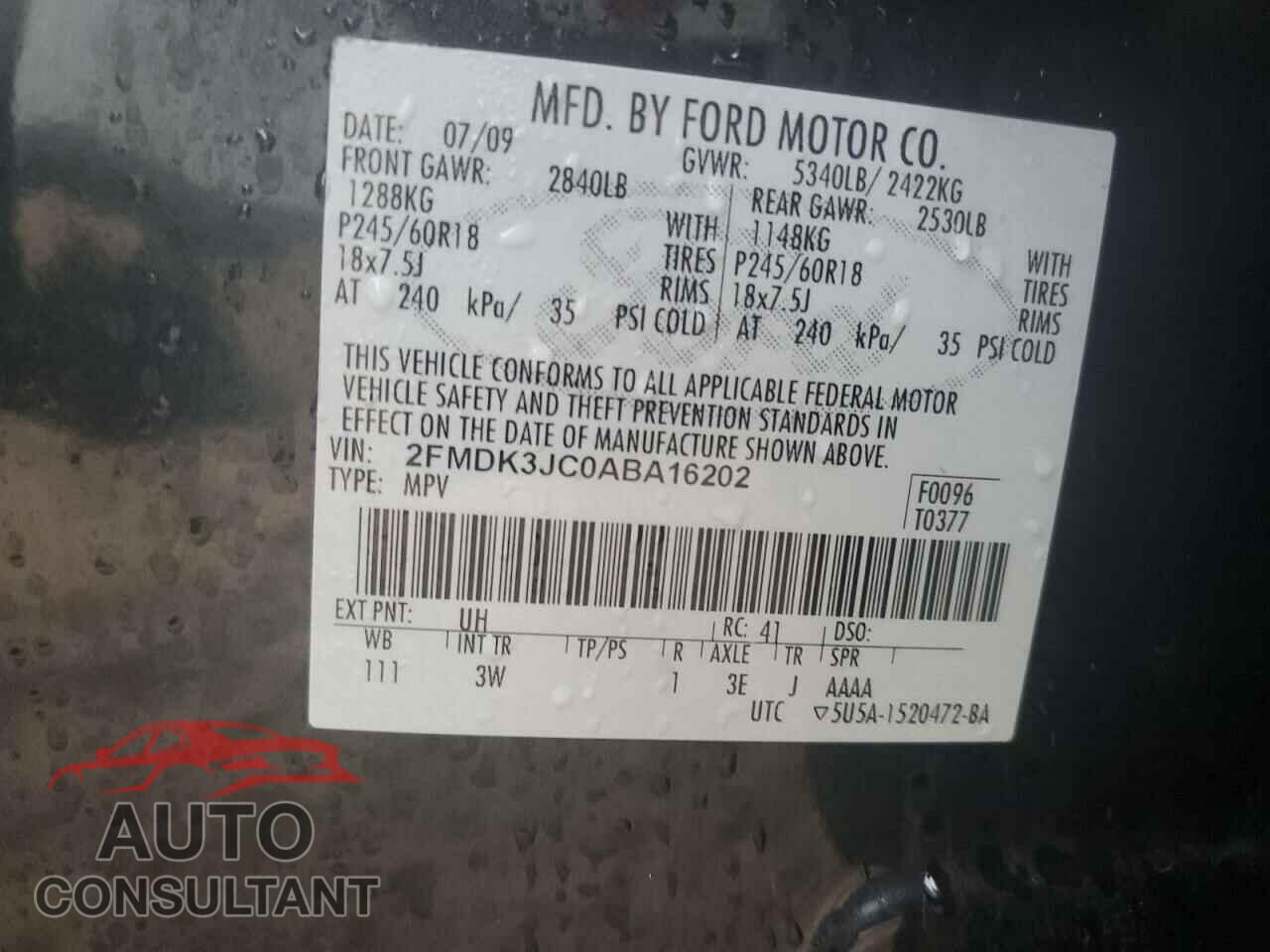 FORD EDGE 2010 - 2FMDK3JC0ABA16202