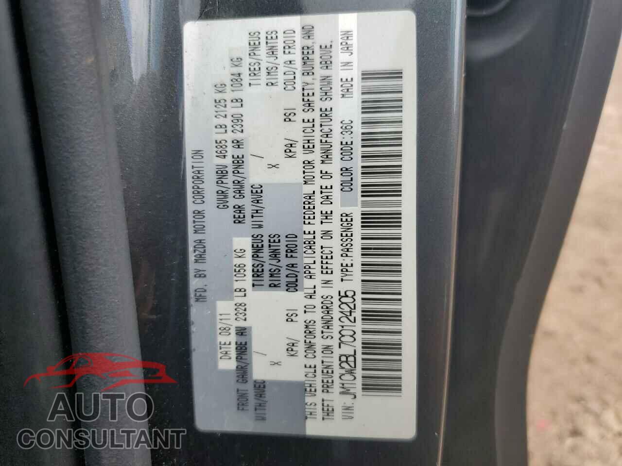 MAZDA 5 2012 - JM1CW2BL7C0124205