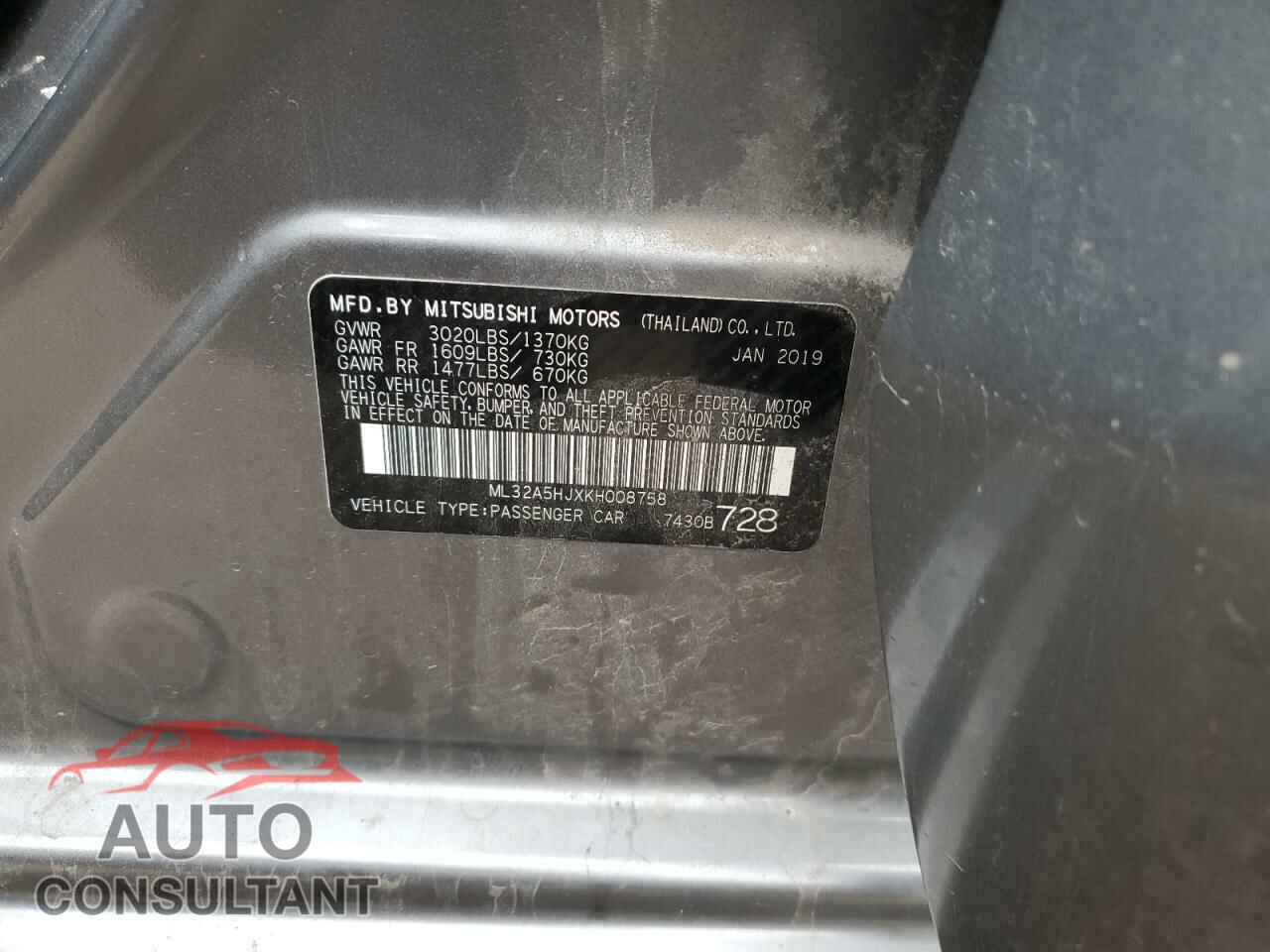 MITSUBISHI MIRAGE LE 2019 - ML32A5HJXKH008758