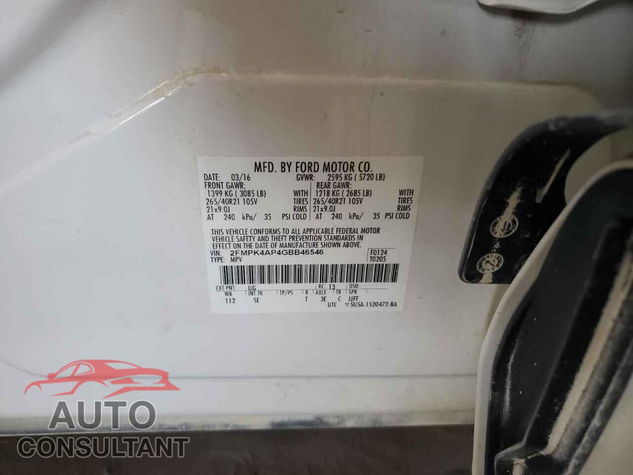 FORD EDGE 2016 - 2FMPK4AP4GBB46546