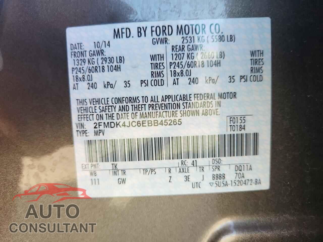 FORD EDGE 2014 - 2FMDK4JC6EBB45265