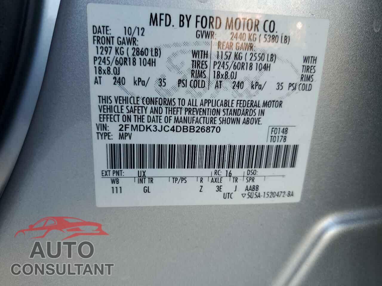 FORD EDGE 2013 - 2FMDK3JC4DBB26870