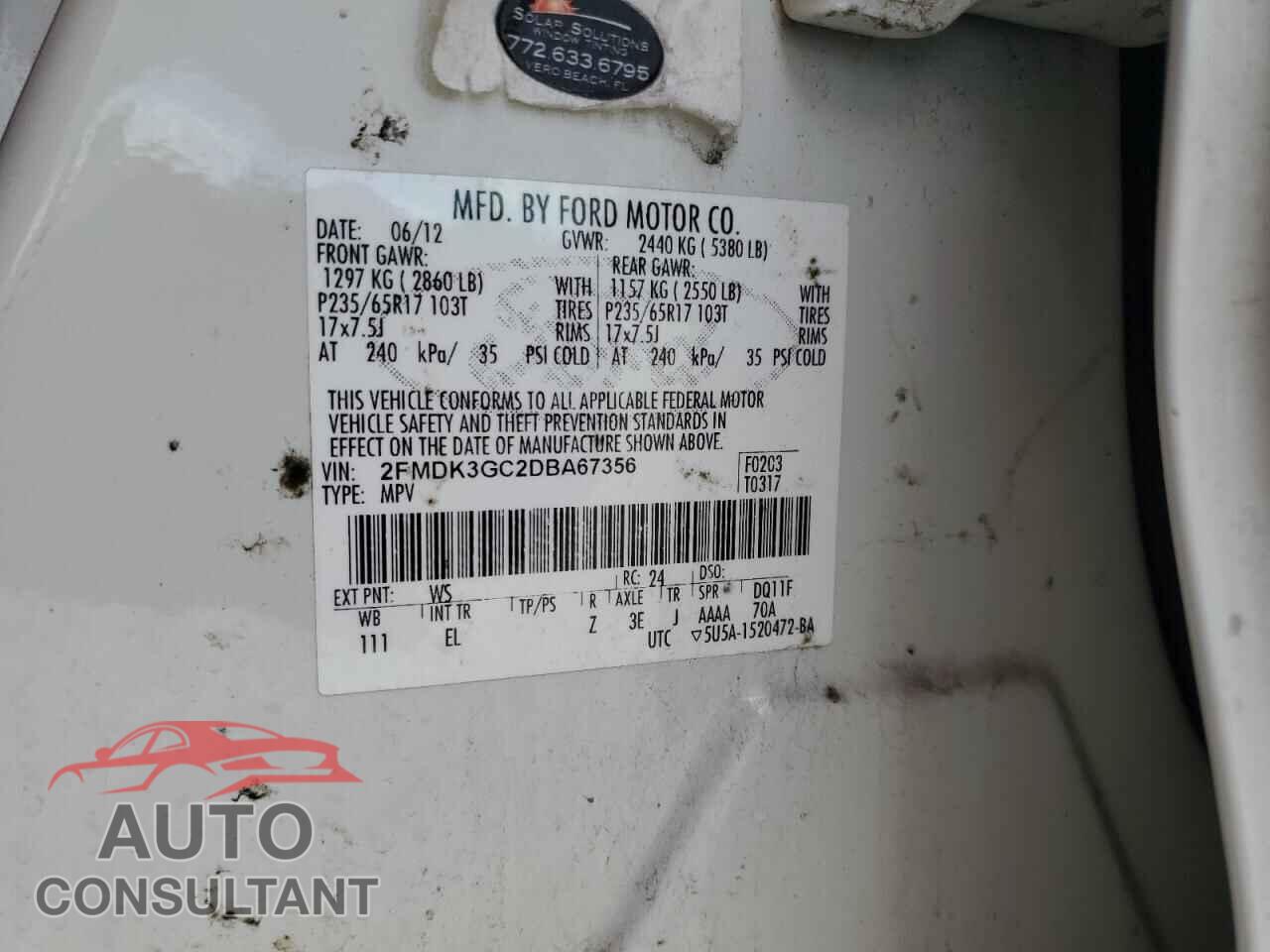 FORD EDGE 2013 - 2FMDK3GC2DBA67356
