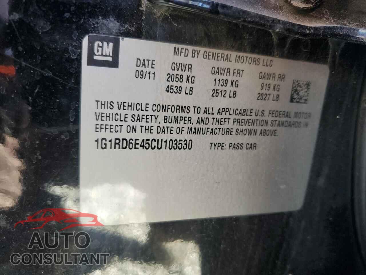 CHEVROLET VOLT 2012 - 1G1RD6E45CU103530