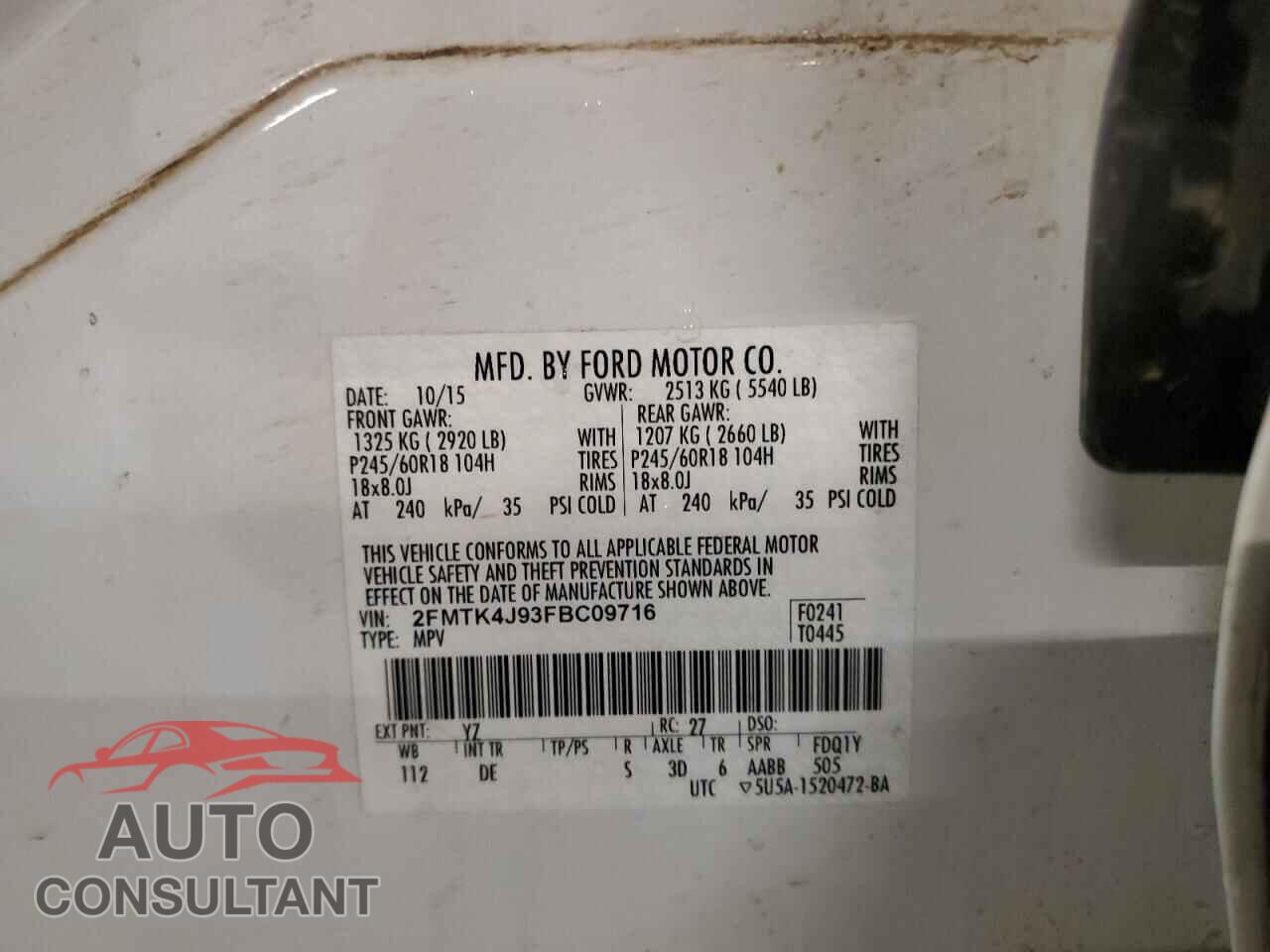 FORD EDGE 2015 - 2FMTK4J93FBC09716