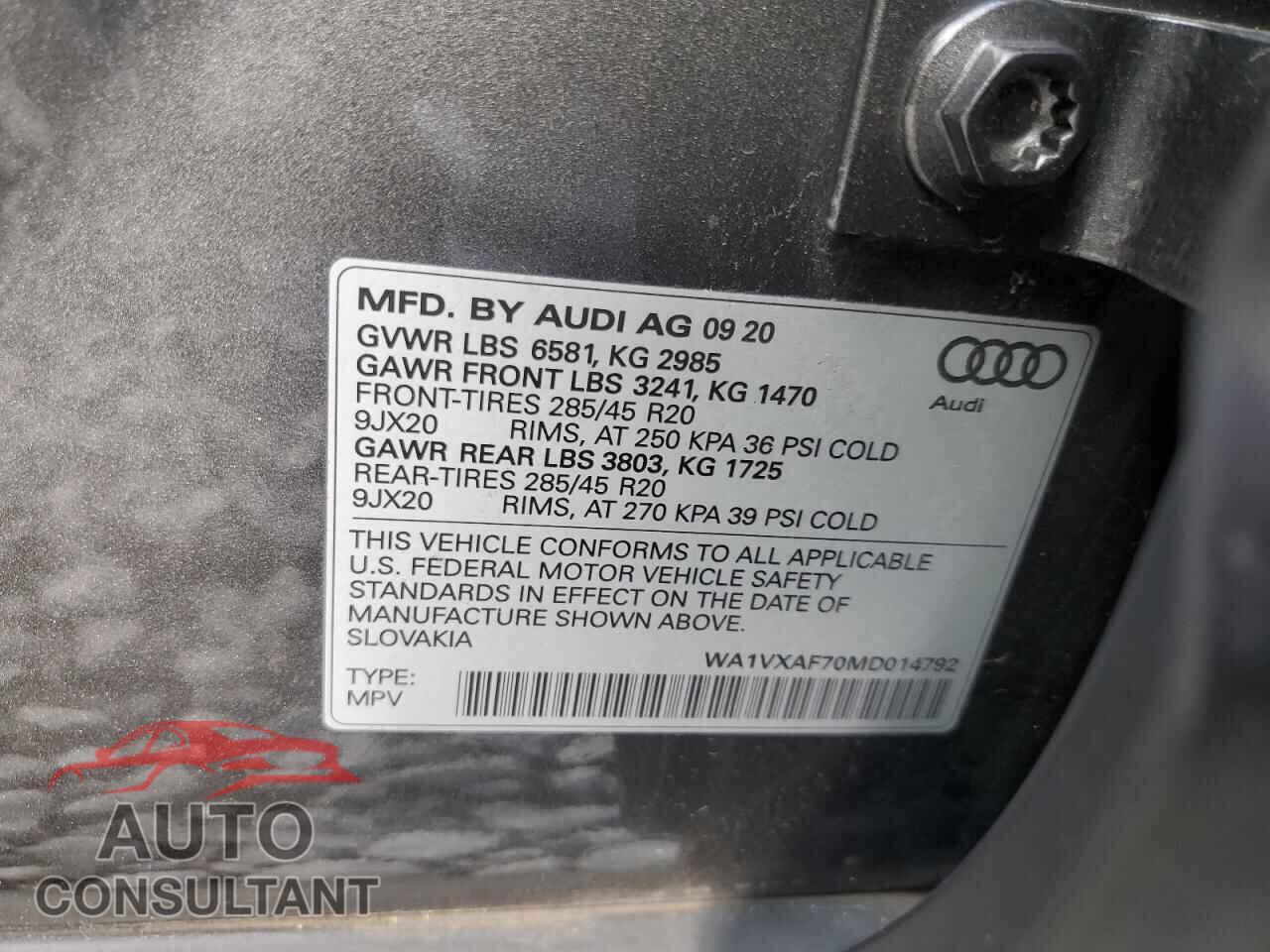 AUDI Q7 2021 - WA1VXAF70MD014792