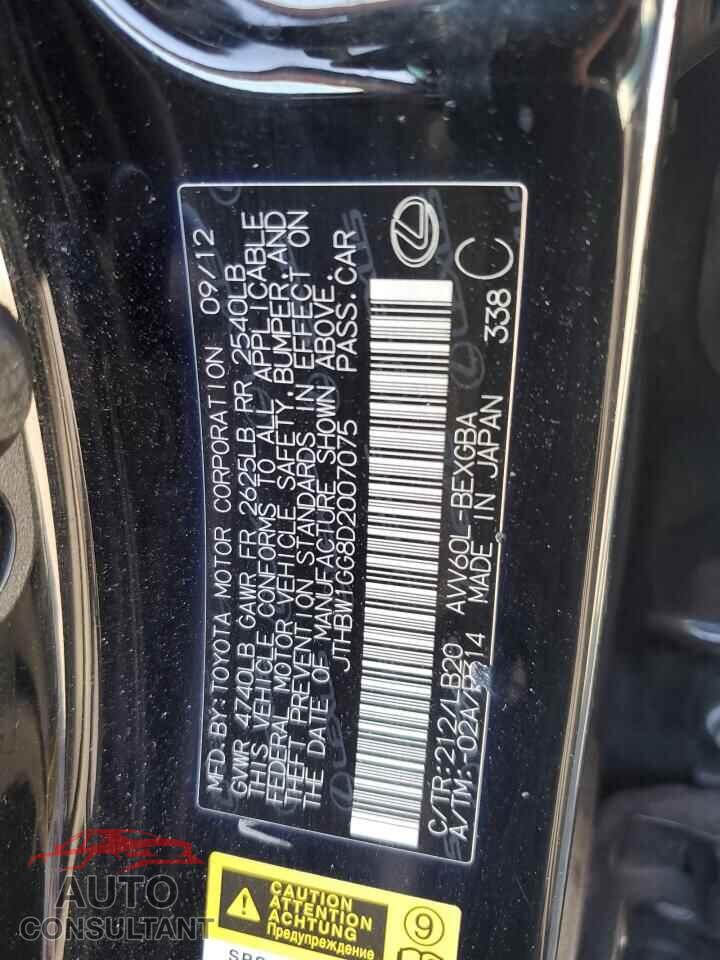LEXUS ES300 2013 - JTHBW1GG8D2007075