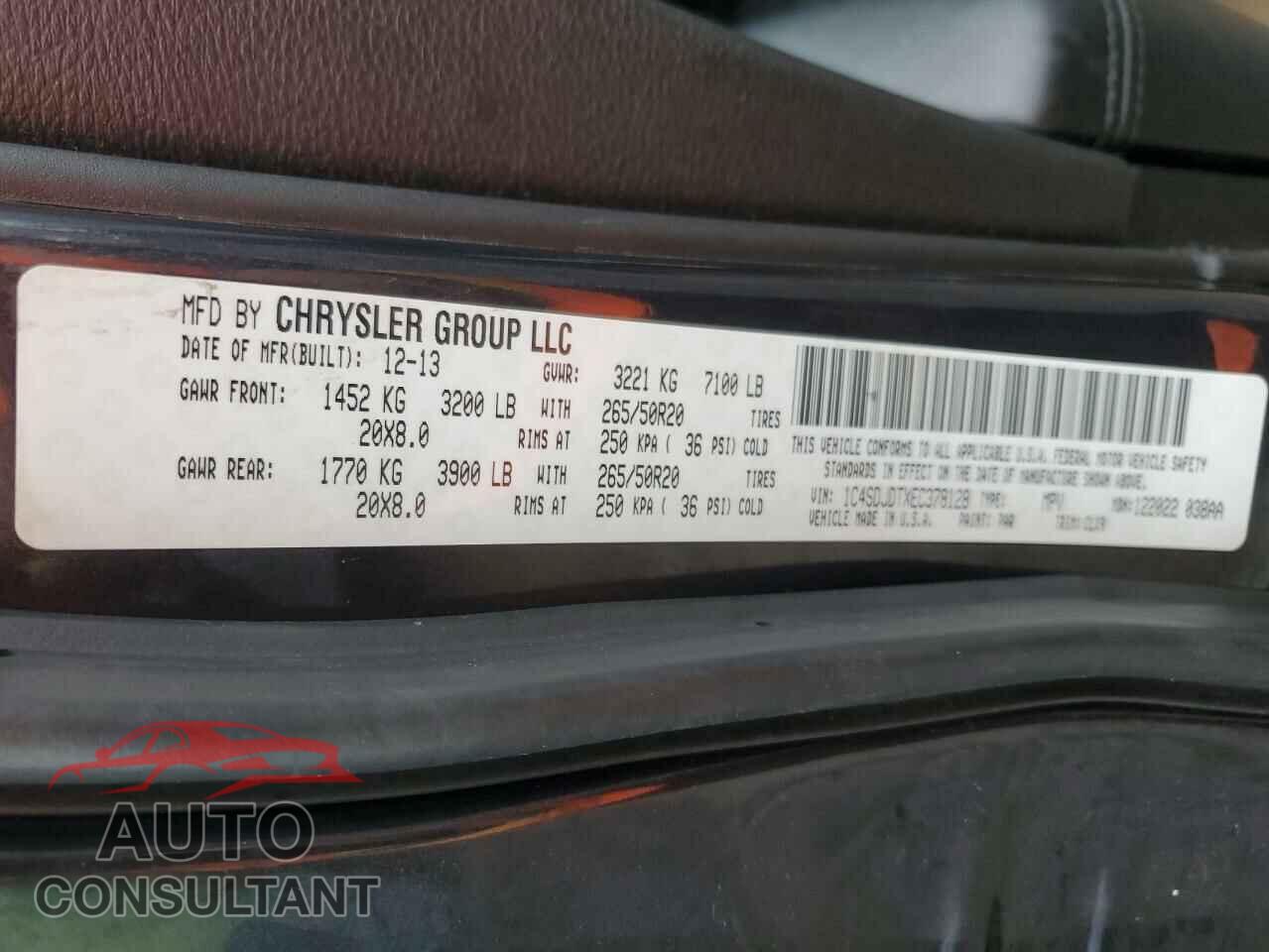 DODGE DURANGO 2014 - 1C4SDJDTXEC378128