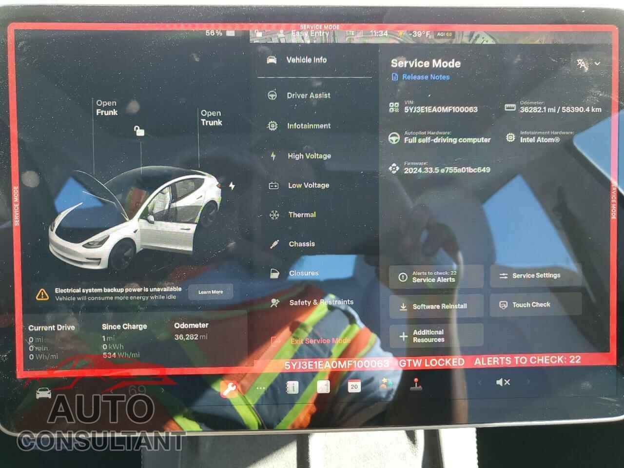 TESLA MODEL 3 2021 - 5YJ3E1EA0MF100063