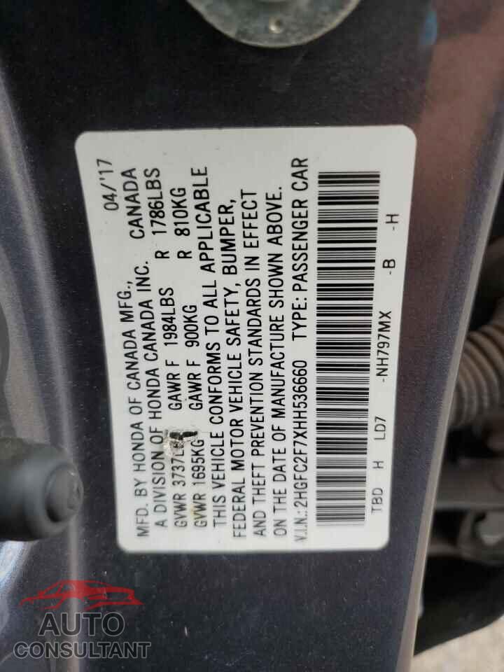 HONDA CIVIC 2017 - 2HGFC2F7XHH536660