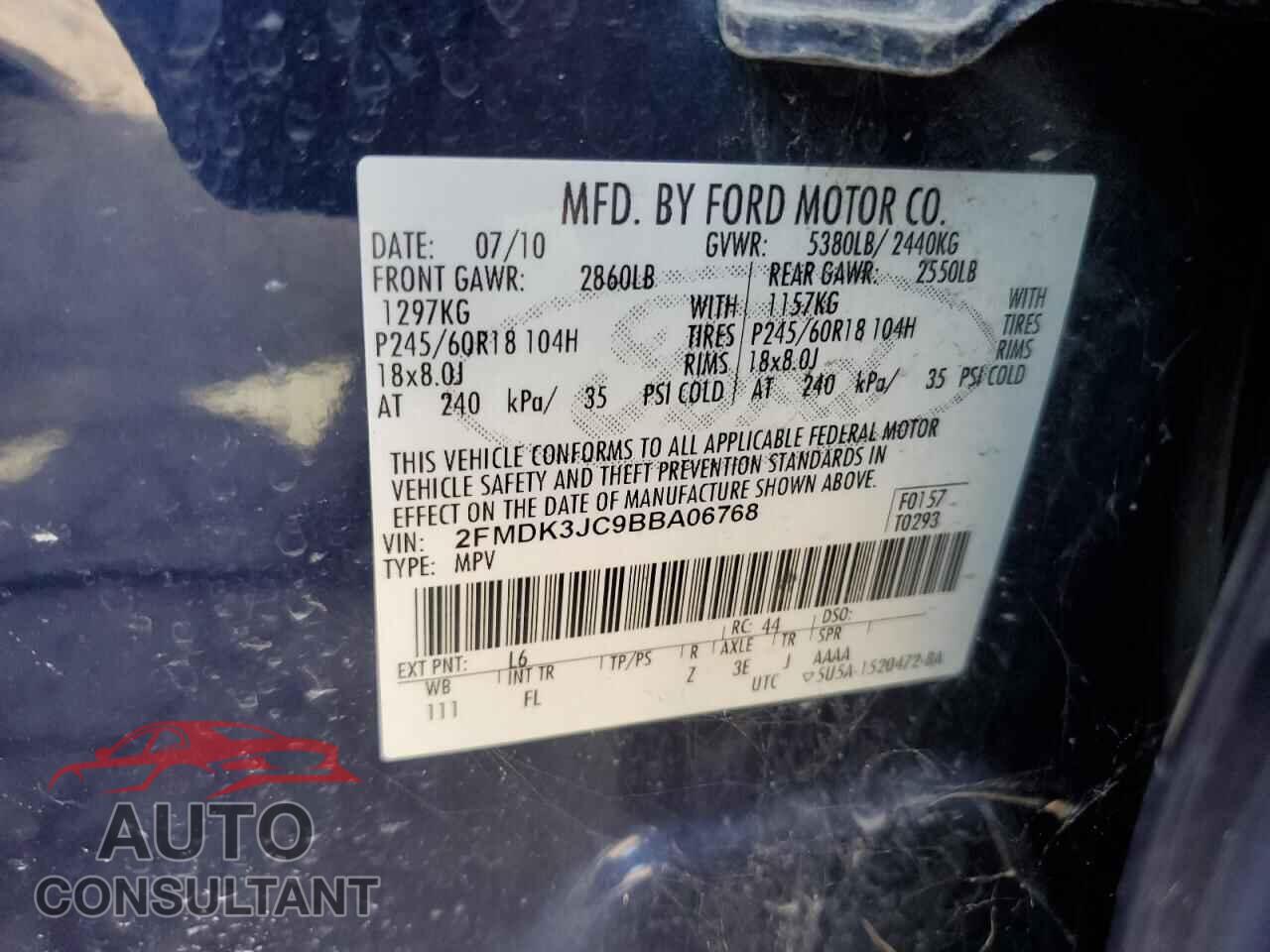 FORD EDGE 2011 - 2FMDK3JC9BBA06768