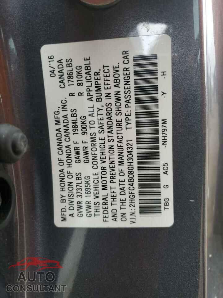 HONDA CIVIC 2016 - 2HGFC4B08GH304321