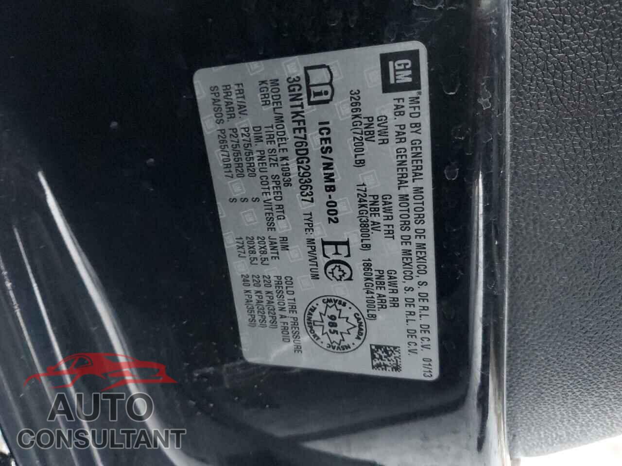 CHEVROLET AVALANCHE 2013 - 3GNTKFE76DG293637