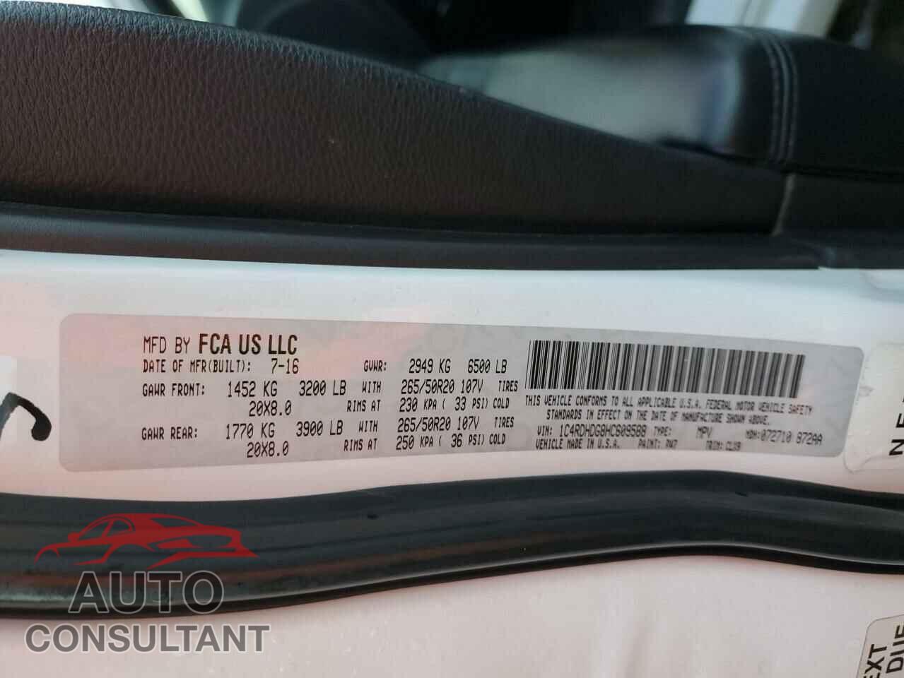 DODGE DURANGO 2017 - 1C4RDHDG8HC609588