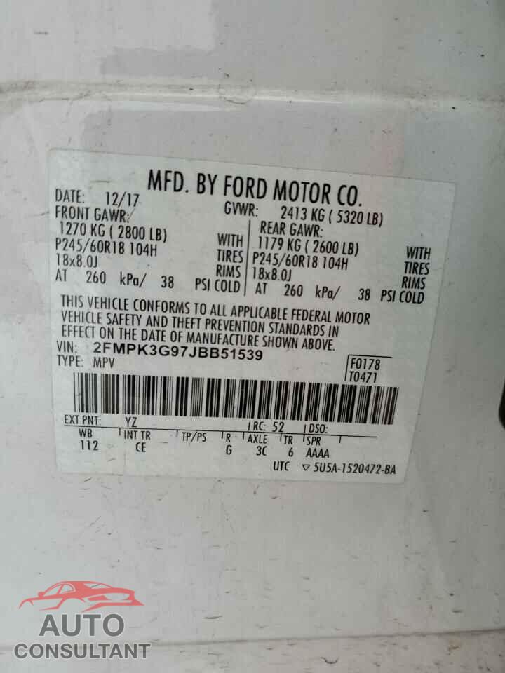 FORD EDGE 2018 - 2FMPK3G97JBB51539