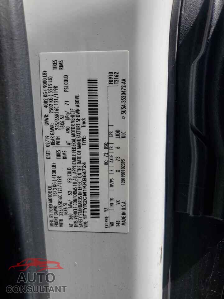 FORD TRANSIT 2019 - 1FTYR2CM1KKB64724