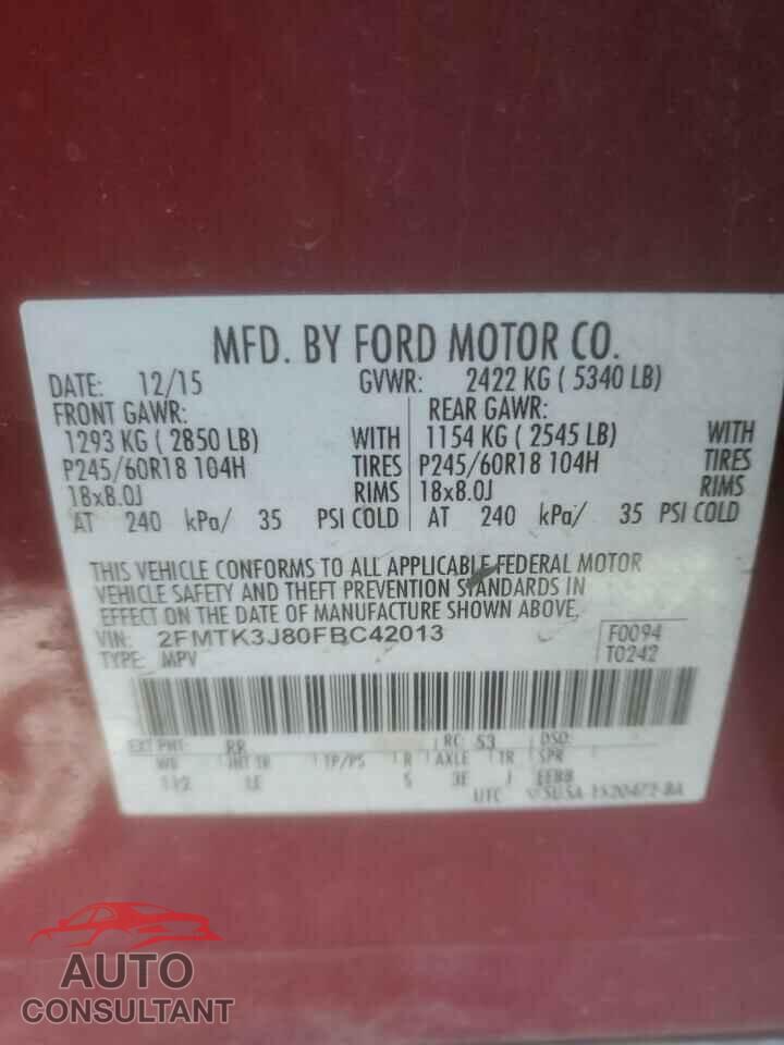 FORD EDGE 2015 - 2FMTK3J80FBC42013