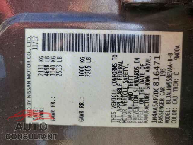NISSAN MAXIMA 2012 - 1N4AA5AP2DC816471