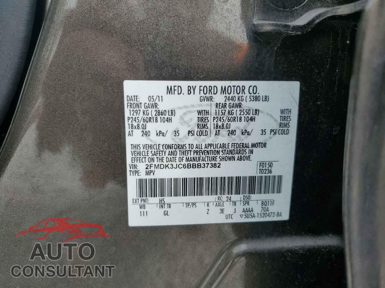 FORD EDGE 2011 - 2FMDK3JC6BBB37382