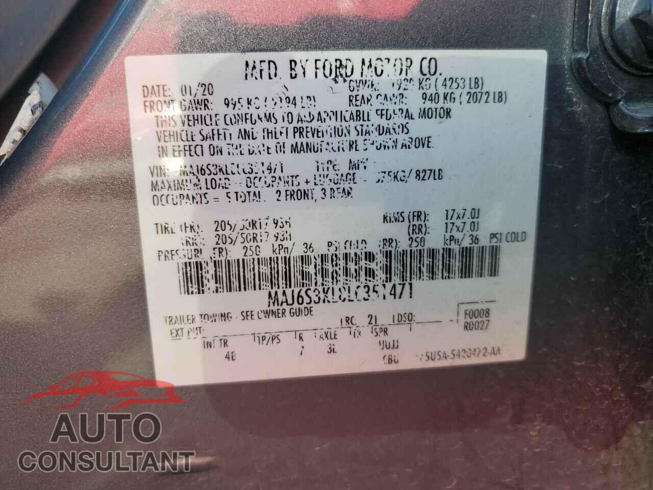 FORD ECOSPORT 2020 - MAJ6S3KL8LC351471