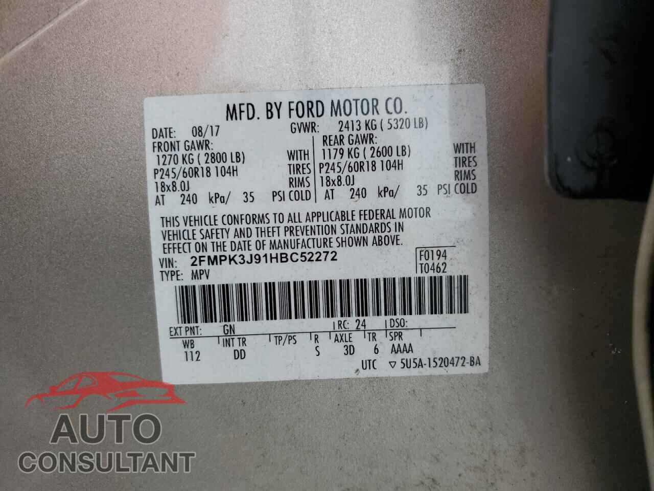 FORD EDGE 2017 - 2FMPK3J91HBC52272